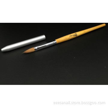 EEESA Size 8 Premium Pure Kolinsky Wood Handle Acrylic Nail Brush with Alum Cap